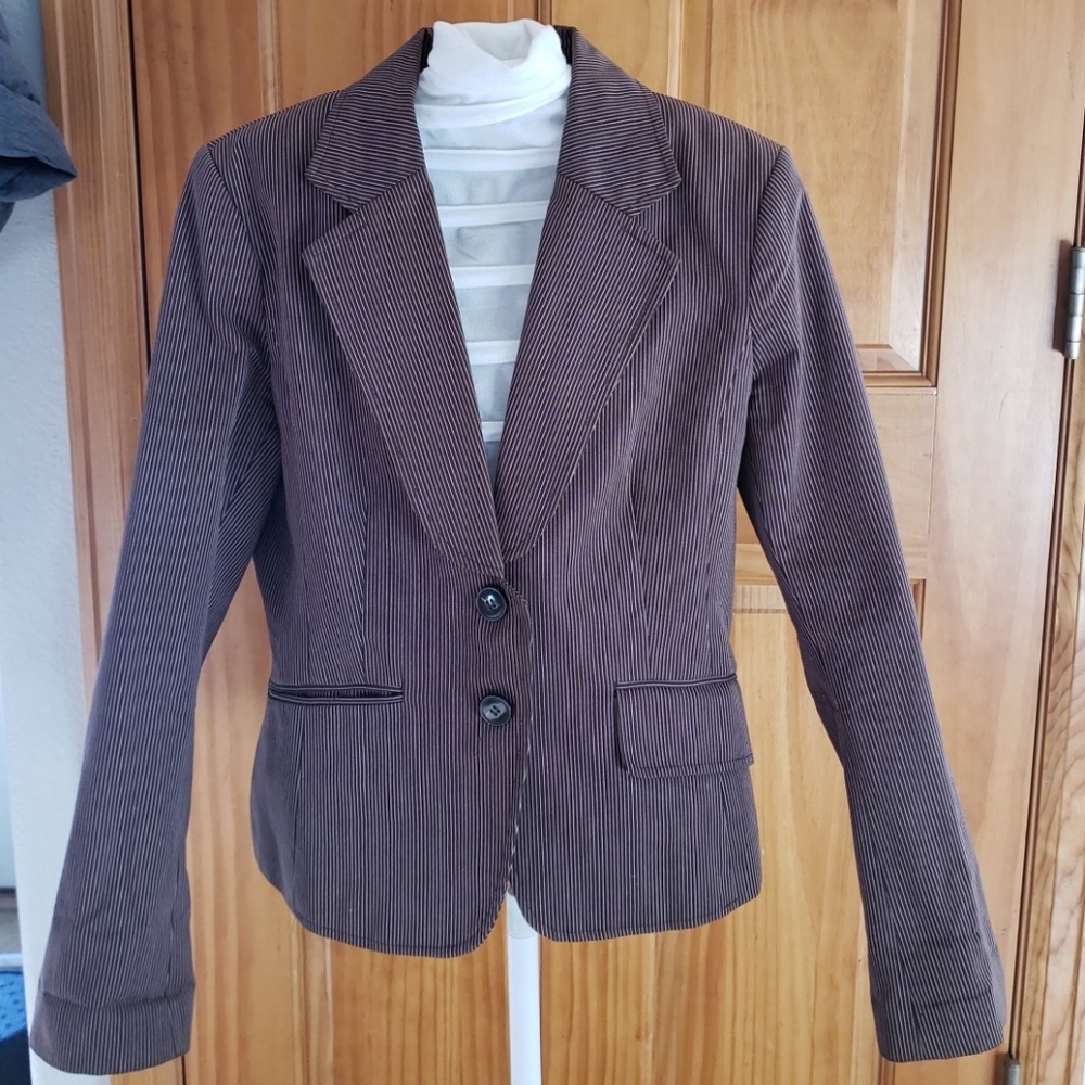 H&M Brown and white pinstripe blazer